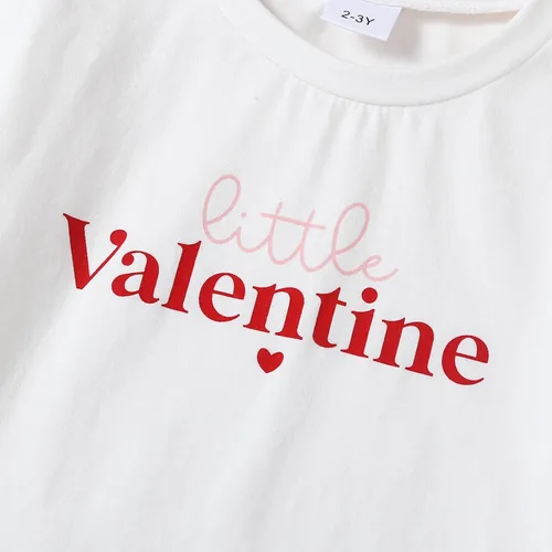 Vista 5 de Tinypainter Conjunto de ropa de verano para niña pequeña con texto en inglés "Love" Heart Bell Buttoms + diadema para el día de San Valentín