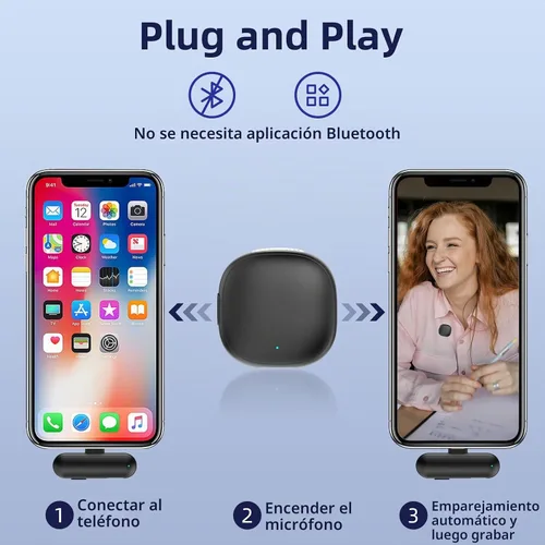 Vista 5 de NPTCL Micrófono Lavalier inalámbrico para iPhone 17/16/15 - Mini micrófono con cancelación de ruido Ai USB C Clip en el micrófono de solapa