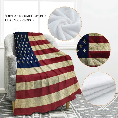 Vista 2 de Jekeno Manta de regalo con la bandera estadounidense para hombres y mujeres, mantas de bandera de Estados Unidos para adultos, niños y niñas, Día