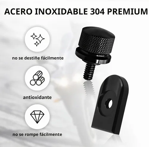 Vista 2 de Cromo plateado para perno de asiento Harley Perno/tornillo de acero inoxidable con cubierta de perilla de montaje Compatible con Harley-Davidson