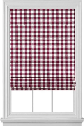 Vista 6 de PowerSellerUSA Cortinas a cuadros de búfalo sin cordones, persianas romanas para ventanas, tela de oscurecimiento de habitación, diseño clásico a