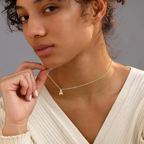 Vista 4 de Collares con Iniciales para Mujer, Collar de Letra de Oro de 14k Chapado en Oro Delicado, Collar Pequeño con Colgante de Inicial, Collar de A1