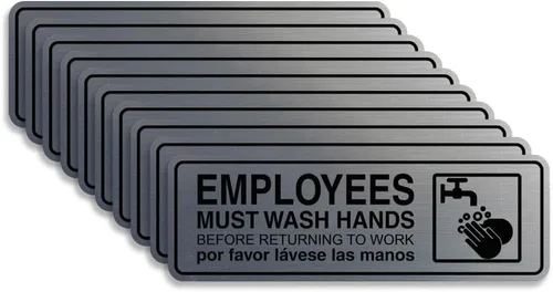 Vista 19 de Standard Employees Must Wash Hands - Letrero para puerta/pared, color negro, pequeño