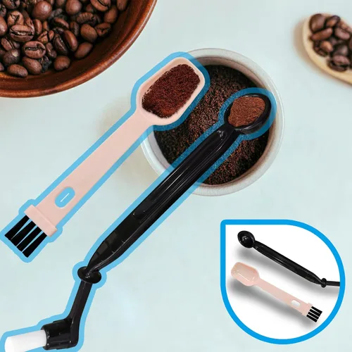Vista 3 de Cepillo de limpieza para máquina de café, cepillo para máquina de café expreso con cabezal desmontable, cepillo de plástico de madera con cerdas