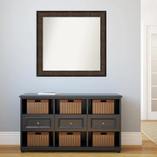 Vista 1126 de Amanti Art Espejo de pared personalizado no biselado (25 x 25 pulgadas), marco de bronce acentuado, varios tamaños personalizados, espejo de baño