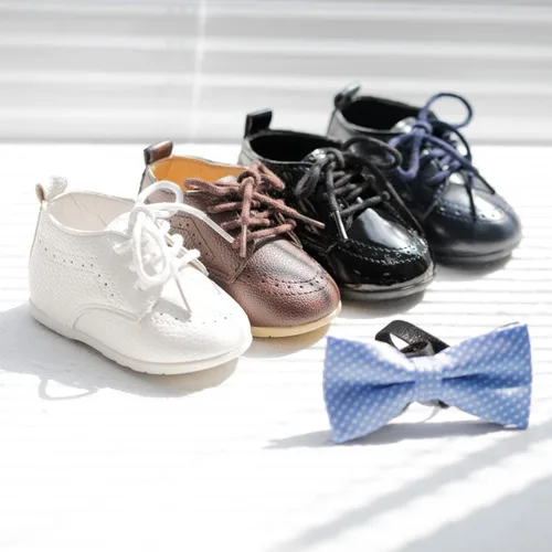 Vista 2 de ohsofy Zapatos Oxford de piel sintética, mocasines de goma y suela suave, zapatos de vestir de boda, zapatos de bebé para caminar