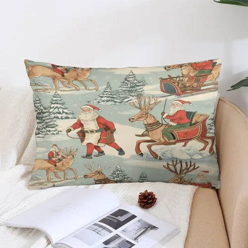 Vista 5 de Fundas de almohada decorativas de invierno, con bastones de caramelo, alce, Papá Noel, paseos en trineo, 12 x 20 pulgadas, con cremallera
