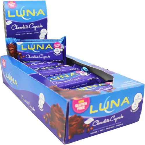 Vista 5 de LUNA BAR - Barras de aperitivos sin gluten - Magdalena de chocolate - 0.28 oz de proteína - Sin OMG - Snacks saludables a base de plantas - Snacks