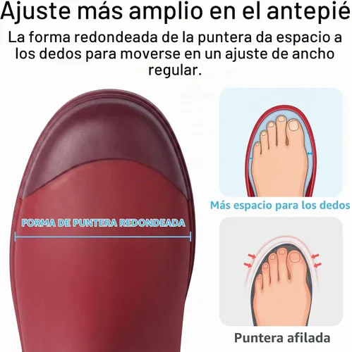 Vista 7 de Planone - Botas cortas de lluvia de ancho amplio para mujer, Chelsea impermeables de moda para mujer, botas de jardín al aire libre mate, botas