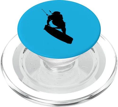 Vista 7 de Kitesurfers Freestyle Kite Femenino Jinete Negro Silueta PopSockets Estándar PopGrip