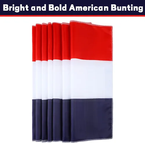Vista 6 de Oudain Bandera americana grande de 65.6 pies con banderines patrióticos del 4 de julio, bandera de Estados Unidos, bandera roja, blanca y azul
