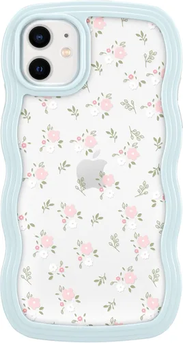 Vista 29 de ZCDAYE Funda compatible con iPhone 11, diseño floral estético, bonita funda rizada y ondulada para mujeres y niñas, funda de TPU suave a prueba