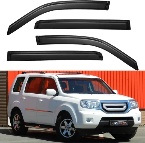 Vista 195 de YQAUTEC - Viseras para ventana, protectores contra la lluvia, compatibles con Subaru WRX 2015-2021, deflectores de viento para ventanas, viseras