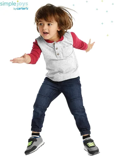 Vista 3 de Simple Joys by Carter's Camisas de manga larga para bebé, paquete de 3, dinosauriorayas, 12 meses
