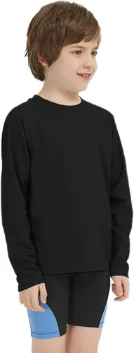 Vista 3 de QBK Camiseta de natación de manga larga para niños, protección solar UV, protección contra erupciones, UPF50+, traje de baño de surf para niños