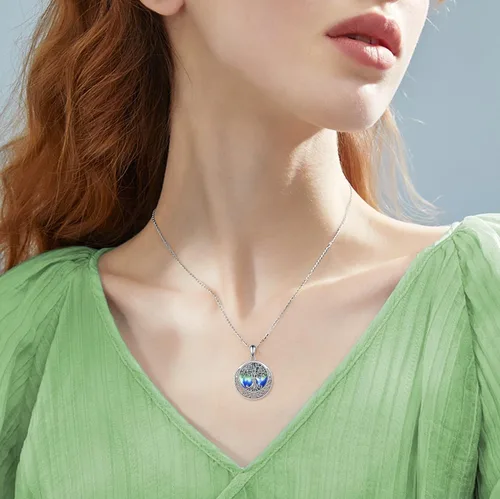 Vista 99 de ONEFINITY Collar de plata de ley 925 con diseño de árbol de la vida con colgante de nudo celta de concha de abulón para mujer