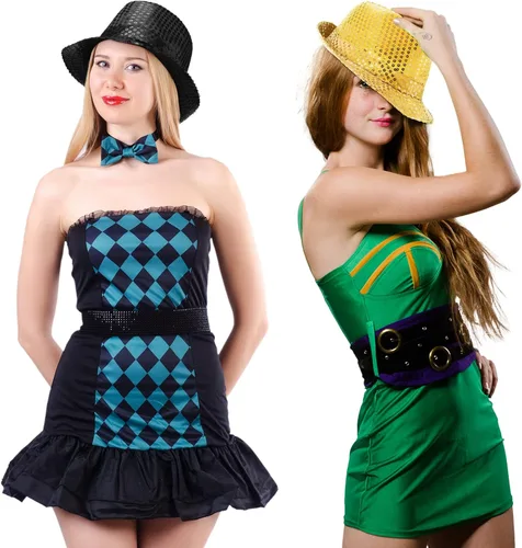 Vista 5 de 6 piezas de sombrero de lentejuelas occidentales Fedora sombreros de baile brillantes sombreros de lentejuelas brillantes para hombre y mujer