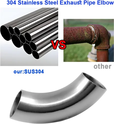 Vista 5 de 1 Inch 90 Degree Mandrel Bend Elbow SS304 Stainless Steel Bend Tube Exhaust Elbow Pipe for Car Modified Exhaust System 1" Piping Silver Tone (4PCS)