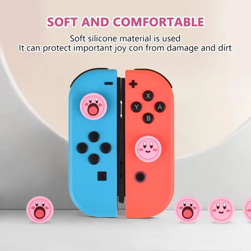 Vista 2 de DLseego Lindas 4 tapas de agarre de pulgar para interruptorinterruptor OLEDSwitch Lite de silicona suave Joy Con Joystick Cubierta protectora