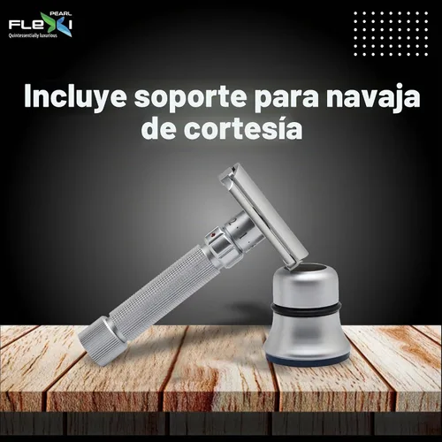 Vista 2 de Pearl Flexi - Maquinilla de afeitar de seguridad ajustable versión V12 – Maquinilla de afeitar de metal reutilizable hecha de 100% latón