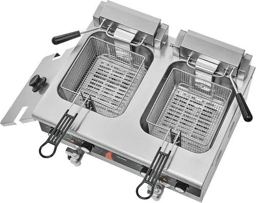 Vista 10 de VEVOR Freidora comercial, 2 freidora de aceite doble de 9 cuartos / 8.5 L con 2 cestas, acero inoxidable de 0.039 pulgadas de grosor, freidora