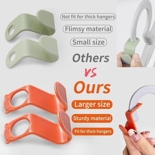 Vista 8 de SLMT 50 ganchos de conector para colgar que ahorran espacio, extensor organizador de armario para plástico, terciopelo, madera, alambre y perchas