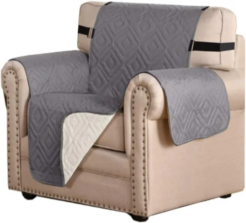 Vista 78 de H.VERSAILTEX Funda reversible para silla, protector de muebles antideslizante, resistente al agua, con correas elásticas de 2 pulgadas
