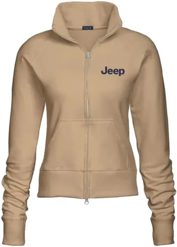 Vista 2 de Jeep Chaquetas de forro polar para mujer, logotipo de texto, con cremallera completa, bolsillos frontales, chaqueta para mujer Rosado