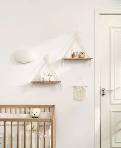 Vista 5 de Mkono Estantes colgantes de macramé, soporte para llaves, decoración de pared bohemia