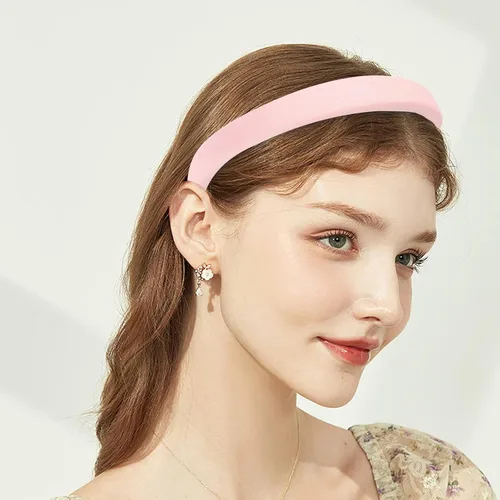 Vista 4 de Diadema ancha acolchada floral de perlas para mujer, accesorios para el cabello vintage, rosa