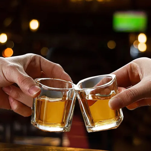 Vista 6 de PARACITY Juego de 2, vasos de chupito geniales con base pesada, vasos pequeños líquidos para café expreso, whisky, vodka, regalo para hombres, 2