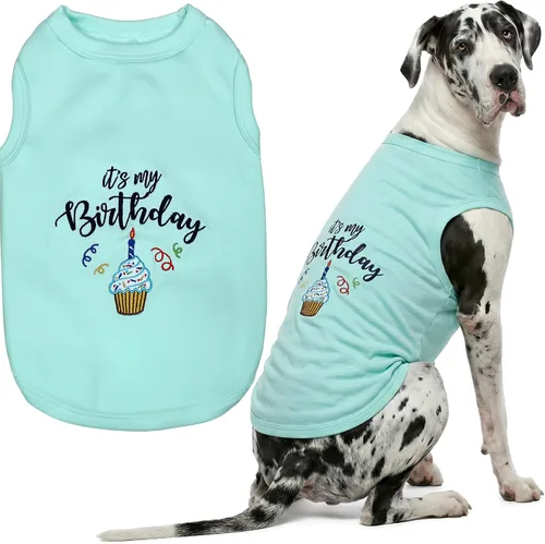 Vista 9 de Camiseta para perro Parisian Pet con palabras bordadas "Es mi cumpleaños" - Camiseta sin mangas para cumpleaños de perro - Chaleco ligero