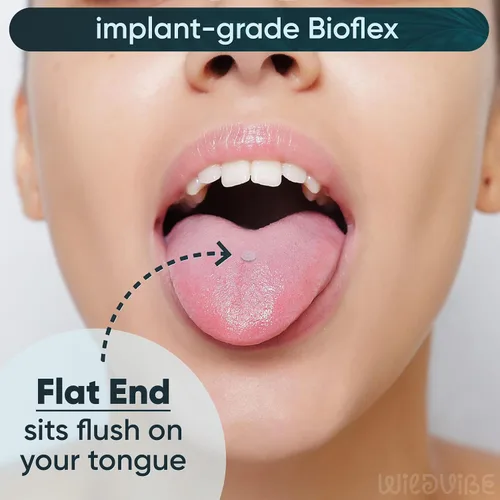 Vista 2 de Flat Clear Tongue Ring For Work, Surgery - 14g Hypoallergenic Flat Tongue Rings For Women - 16mm (5/8) Flexible Straight Barbell Bioflex Plastic
