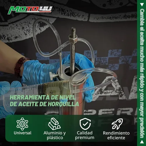 Vista 2 de MOTO4U Kit de ajuste de aceite de horquilla - Jeringa de 2.0 fl oz con anillo ajustable para suspensión de horquilla de motocicleta