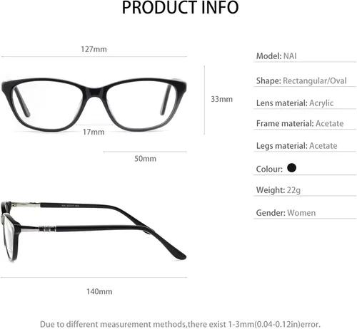 Vista 6 de OCCI CHIARI Blue light Eyeglasses Women Stylish Glasses Non Prescription Eyewear Frame