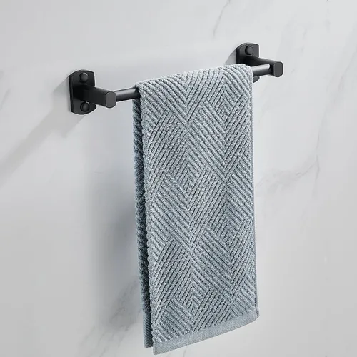 Vista 2 de Toallero negro, toallero de mano para baño, colgador de toallas montado en la pared, soporte para toallas de baño de cocina, barra de toalla