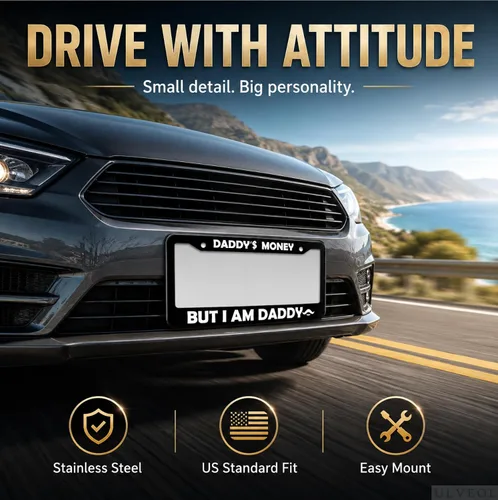 Vista 4 de Marco de matrícula de automóvil personalizado para estándar de EE. UU., marco de acero para parte delantera y trasera, marco de placa de matrícula
