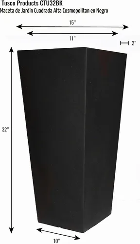 Vista 2 de Plantera alta Tusco Products CTU32BK Cosmo, color negro, 32