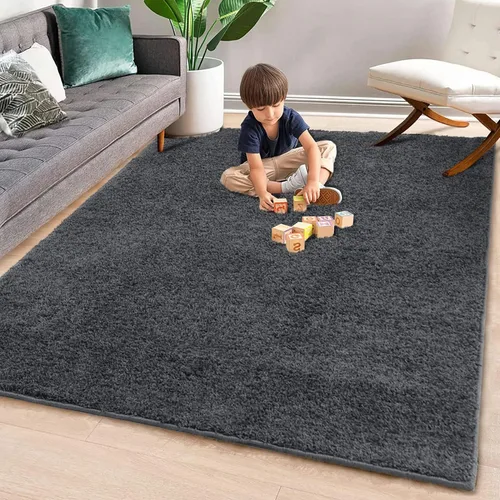 Vista 18 de Fashionwu Alfombra grande esponjosa de 5 x 8 pies, alfombra de felpa para sala de estar, guardería, antideslizante, alfombra mullida para decoración