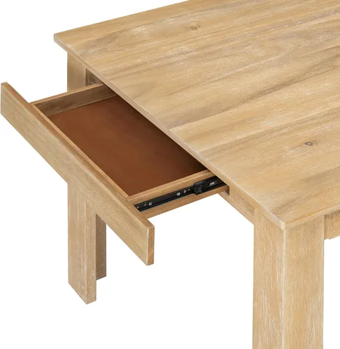 Vista 131 de Juego de mesa de comedor vintage de 6 piezas, juego de mesa de comedor de cocina de madera maciza con 4 sillas ergonómicas acolchadas y banco, mesa