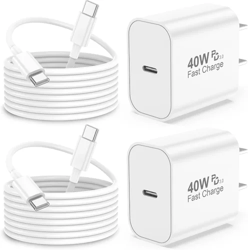 Vista 9 de Cargador para iPhone 17 Pro Max de carga rápida, 40 W Dual USB C Bloque de carga rápida con cable de carga tipo C de 6 pies para iPhone 17/17 Pro/17