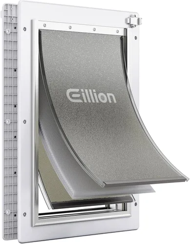 Vista 7 de Puerta grande para perro para puerta exterior, puerta de perro para puerta, puerta de perro con marco de aluminio, 3 solapas, panel de cierre