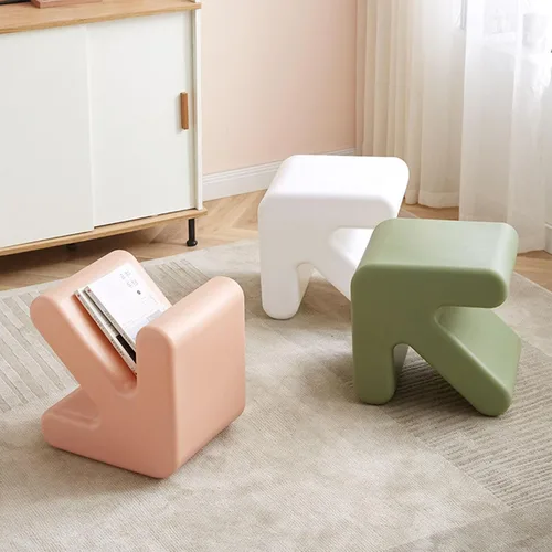 Vista 6 de Taburete de baja altura, taburete de sofá, moderno y creativo, diseño de flecha, multifacético, para niños, impermeable y protección contra