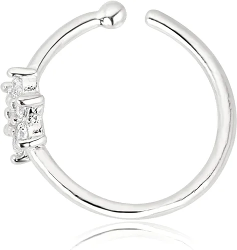Vista 2 de AVORA 14K Gold Simulated Diamond CZ Flower Nose Ring Body Jewelry (20 Gauge)