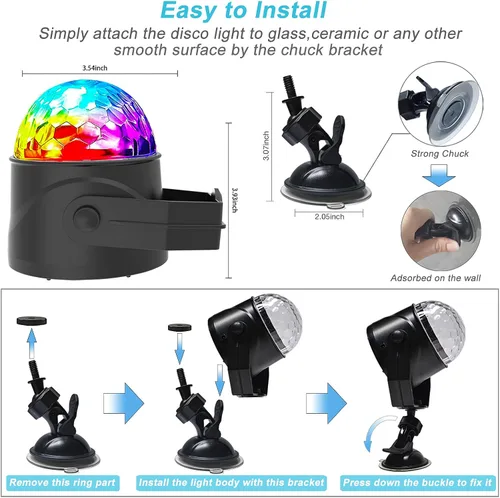 Vista 7 de Apoesar - Luces estroboscópicas para fiesta de discoteca, luz estroboscópica, luz USB enchufable para auto, hogar, habitación, baile, fiestas