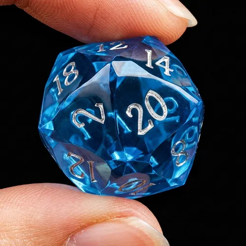 Vista 3 de Dados multifacéticos DND D20 individuales de resina con borde afilado de 20 caras D&D, poliédricos hechos a mano de 0.866 in para Calabozos