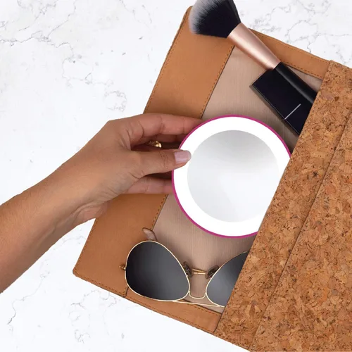 Vista 6 de Zadro Espejo de maquillaje de belleza de montaje de ventosa con iluminación LED de aumento compacto 10X, rosa
