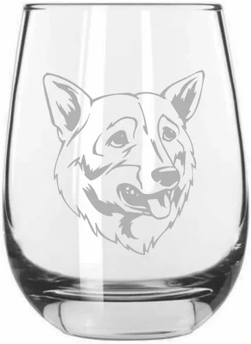 Vista 136 de Shar Pei (chino) - Vaso de vino sin tallo grabado para perro, 15.25 onzas
