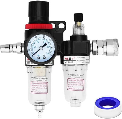 Vista 8 de Kit de regulador de presión de filtro de aire neumático AFR2000 de 1/4G de pulgada (0 a 145 psi) Filtro de compresor de herramienta de aire