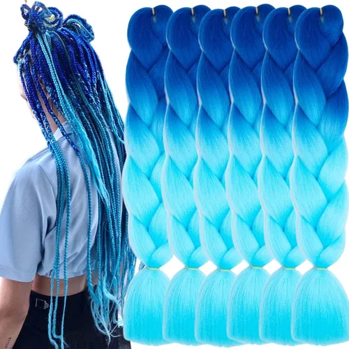 Vista 53 de Beige (613) Cabello trenzado 6 paquetes de extensiones de cabello sintético de 24 pulgadas, extensiones de cabello trenzado Jumbo Ombre trenzado